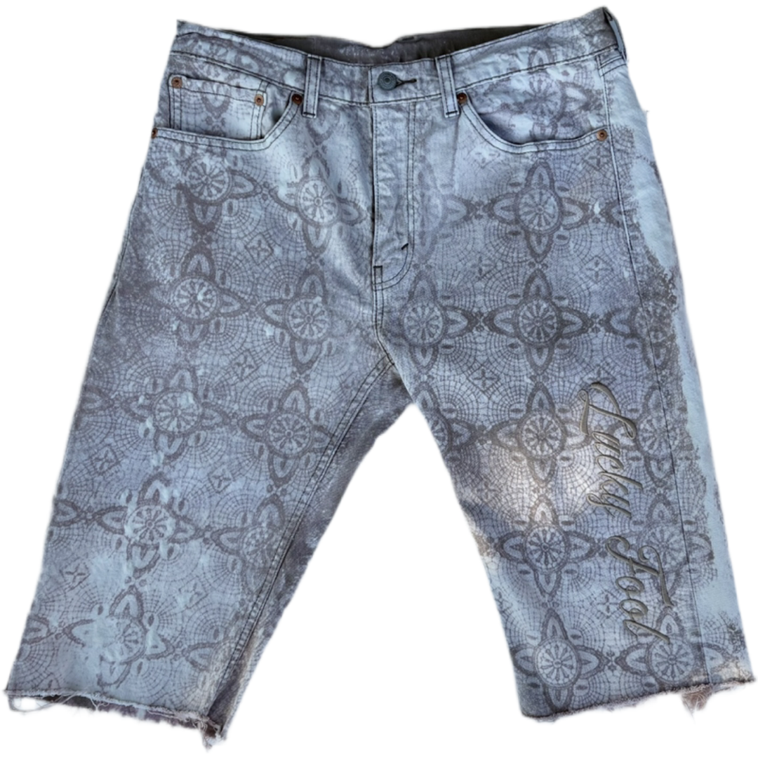 Bleached Pattern Denim Jorts