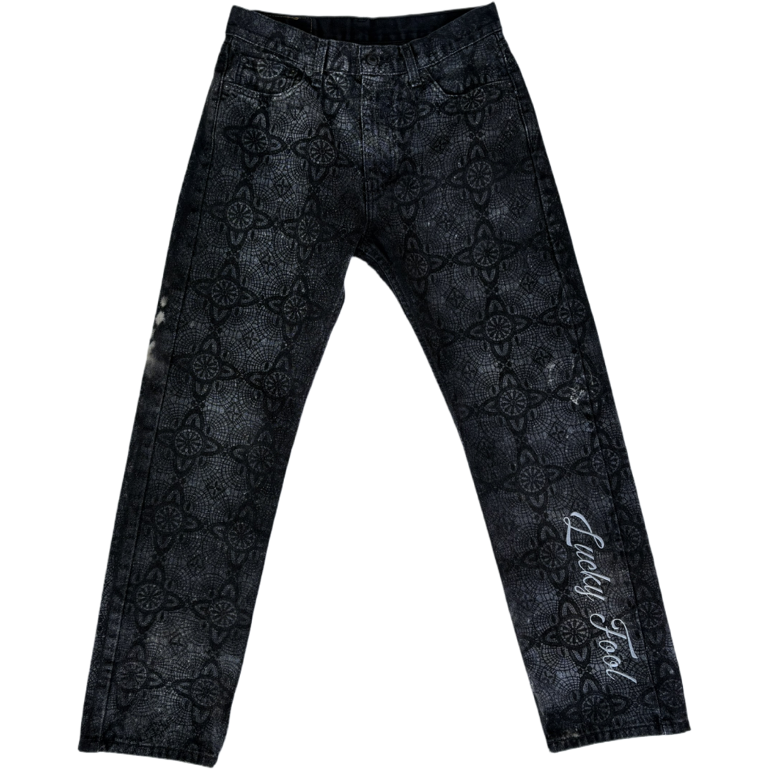 1 of 1 Bleached Pattern Denim Jeans